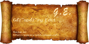 Gáspáry Edit névjegykártya